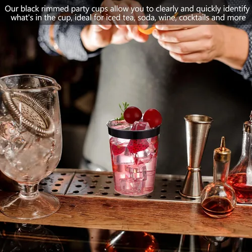 Vista 3 de Norme 50 piezas de vasos de plástico de 10 onzas para fiesta, vasos desechables transparentes con borde para boda, Acción de Gracias, Navidad