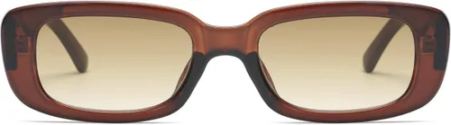 Vista 7 de aisswzber Gafas de sol rectangulares vintage para mujeres y hombres, de los años 90, con marco cuadrado estrecho, protección UV400