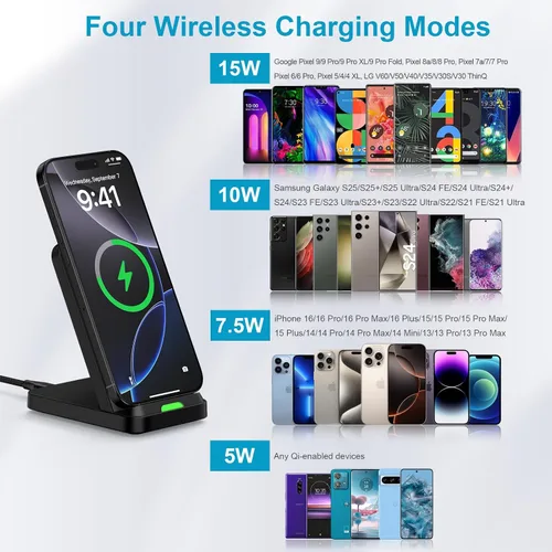 Vista 3 de Cargador inalámbrico Google Pixel Estación de carga rápida para Google Pixel 10a 10 Pro XL 9a 9 8 7, 15 W Android Soporte de cargador de teléfono