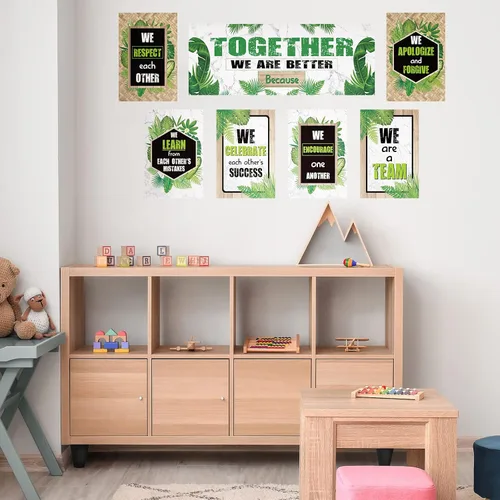 Vista 7 de Póster de plantas verdes, decoración de tablón de anuncios, juego de decoración de boletines de vegetación de verano, recortes de plantas