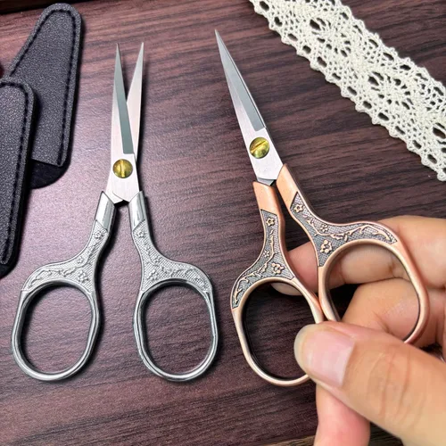 Vista 6 de Tijeras pequeñas y afiladas para cortar cabello, barba, cejas, nariz, vello facial, belleza Tijeras de corte de costura para bordado, tela