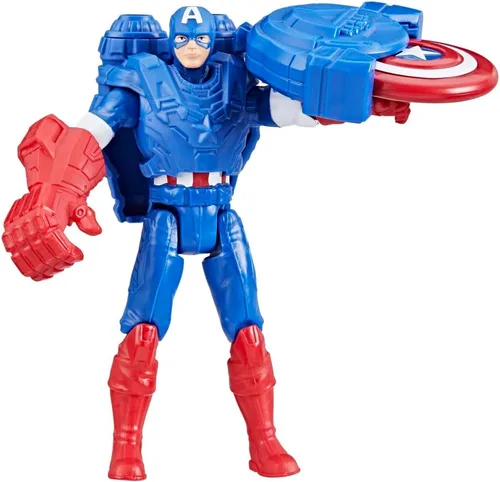 Vista 5 de Marvel Epic Hero Series Battle Gear - Figura de acción del Capitán América, 4 pulgadas, juguetes de superhéroes de los Vengadores para niños a