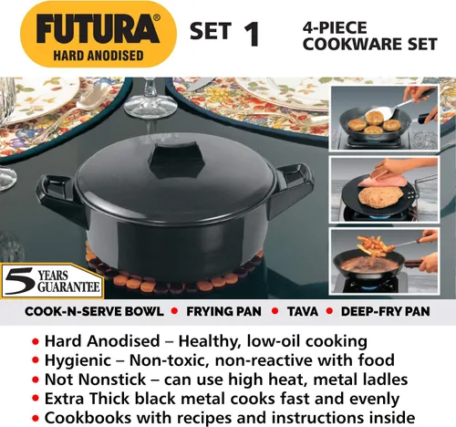 Vista 3 de Futura - Juego de utensilios de cocina anodizados duros, 4 piezas (LS1)