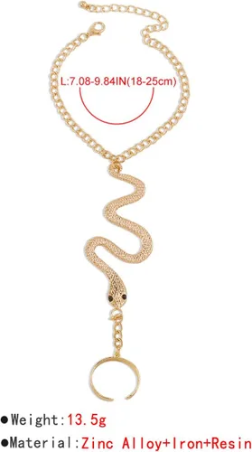 Vista 6 de Caiyao Pulsera de anillo punk de serpiente de mariposa, serpiente y araña, pulsera de anillo de dedo de serpiente bohemia, arnés de mano, pulseras