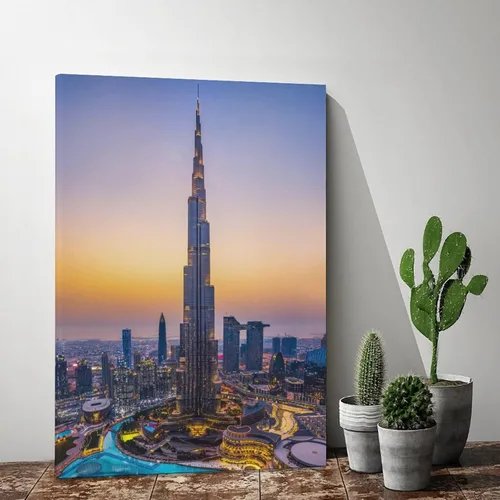 Vista 2 de Burj Khalifa - Póster de lienzo de rascacielos de Dubái Arabias, decoración de dormitorio, paisaje deportivo, oficina, habitación, regalo, póster