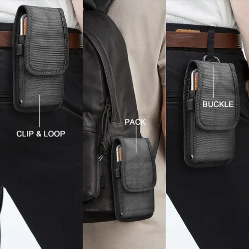 Vista 7 de Funda de nailon para teléfono celular con clip, para Samsung Galaxy S26 S25 FE S24 S22 S21 S20 A37 5G A17 A36 A16 A55 A35 A15 A26 A56 Note 20 10