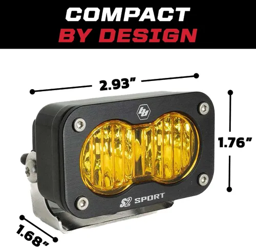 Vista 7 de Baja Designs S2 Sport - Par de cápsulas de luz LED negras – 2 unidades LED con arnés de cableado (conducción/combinado; ámbar)