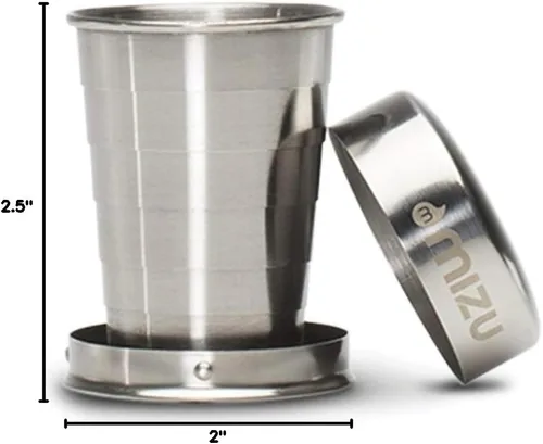Vista 6 de Mizu - Vaso de chupito plegable 2 oz. acero inoxidable sin BPA (W02AMZASGNS)