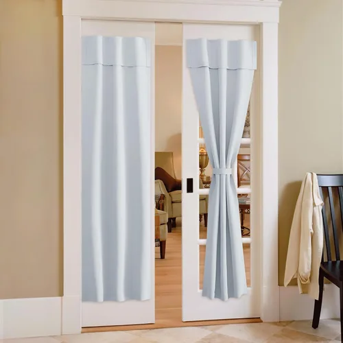 Vista 22 de NICETOWN Biscotti - Cortinas opacas para puerta francesa, color beige, 72 pulgadas de largo Cortina de ventana portátil de granja autoadhesiva
