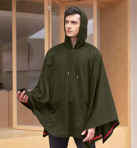 Vista 2 de COOFANDY - Poncho con capucha unisex casual con capucha suéter con bolsillo