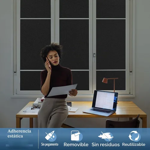 Vista 6 de Haton - Película opaca para ventana, bloqueo de luz total, 23.6 x 78.7 pulgadas Negro
