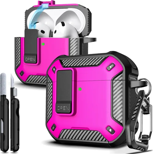 Vista 86 de R-fun Funda de carga compatible con AirPods de 2ª generación 2019, 1ª generación 2016, protección completa contra caídas, tapa desplegable