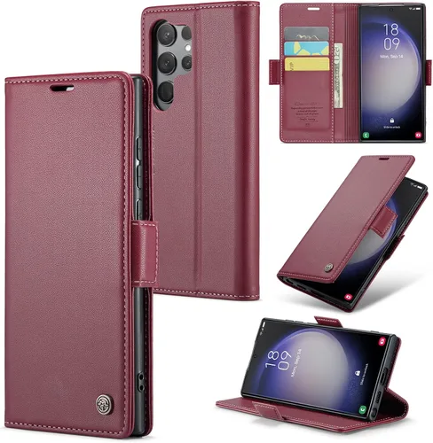 Vista 14 de Funda tipo cartera compatible con Samsung Galaxy S23, de piel sintética, con función atril y tarjetero para Galaxy S23 5G de 6.1 pulgadas (negro)