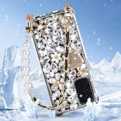Vista 5 de Samsung Galaxy A13 5G Bling Sparkle Diamond - Funda protectora de silicona con correa