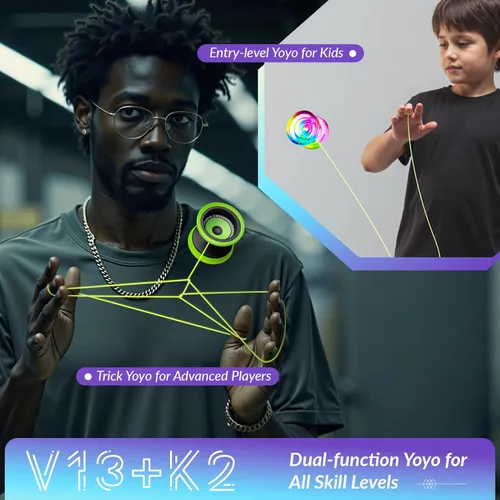 Vista 5 de MAGICYOYO Yoyo Sensible para Niños de 8 a 12 años, Paquete de 2 Yoyos, Truco Profesional de Girar con Dedo para Avanzados, Yoyo de Metal de Doble