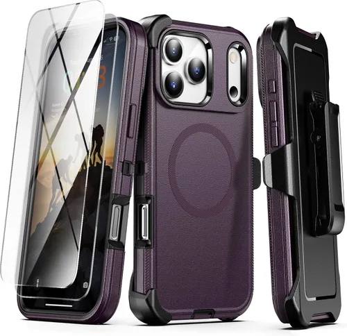 Vista 13 de TUTUKII Funda compatible con iPhone 14 Plus y 15 Plus con clip para cinturón, grado militar a prueba de golpes, compatible con MagSafe, 3 capas