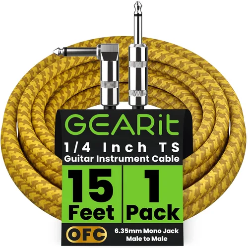 Vista 12 de GEARit Cable de instrumento de audio (10 pies) en ángulo recto a recto de 1/4 de pulgada macho a macho para cable AMP, base y guitarra eléctrica
