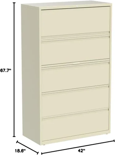 Vista 2 de Lorell Lima lateral de 5 cajones, 42 x 18-5/8 x 67-11/16 pulgadas, masilla