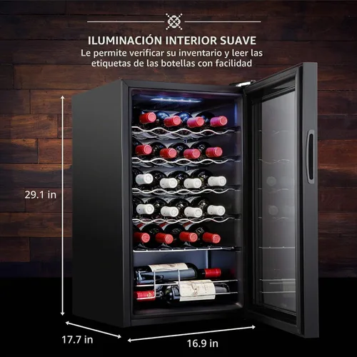 Vista 5 de Ivation Refrigerador de vino con compresor de 24 botellas con cerradura Gran bodega independiente para vino tinto, blanco, champán o espumoso Negro