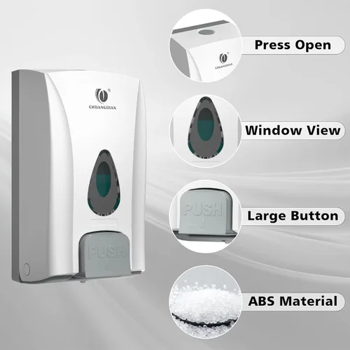 Vista 8 de Dispensador de jabón comercial, 33.8oz montaje en pared, con cerradura Blanco