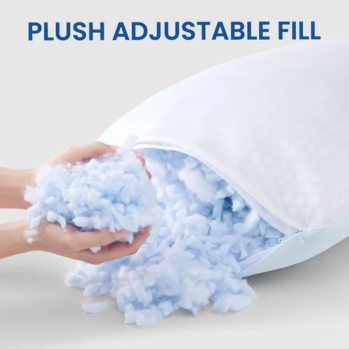 Vista 4 de Almohada de espuma viscoelástica triturada de enfriamiento Relleno triturado azul