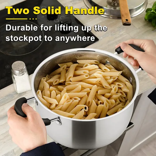 Vista 11 de E-far Olla de 6 cuartos de galón, olla de sopa de metal de acero inoxidable con tapa de vidrio para cocinar, saludable y libre de óxido, resistente