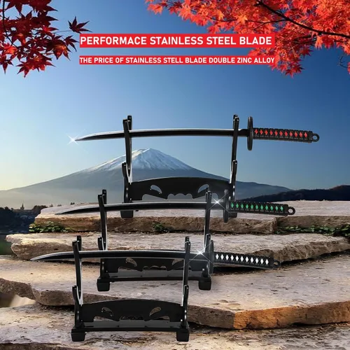 Vista 4 de 5.7-Inch Mini Katana Letter Opener, Stainless Steel Samurai Sword Envelope Slitter with Display Stand, Anime Keychains, Desk Decor, Gift for Men