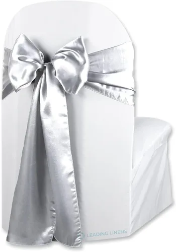 Vista 14 de Funda de satén para silla con lazo – Elegantes fajas para bodas, banquetes, recepciones, eventos especiales, restaurantes y fiestas – 28 opciones