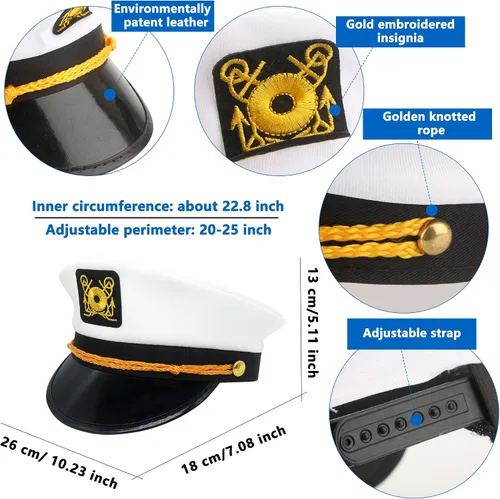 Vista 2 de SGBETTER Paquete de 40 sombreros de capitán a granel, sombreros de marinero, sombreros de capitán ajustables para adultos, hombres y mujeres, fiesta