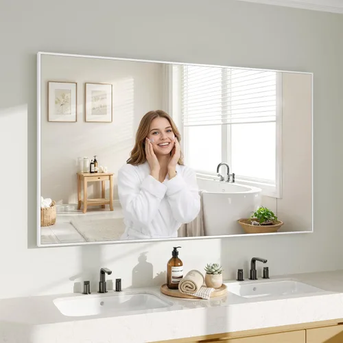 Vista 35 de Koonmi Espejo de pared rectangular negro, espejo de baño de 20 x 30 pulgadas, espejo de tocador con marco de aluminio para entrada, sala de estar