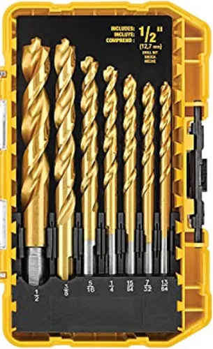 Vista 4 de DEWALT - Kit de taladro inalámbrico máximo de 20 V, compacto, 1/2 pulgada con juego de brocas de titanio, punto piloto, 21 piezas (DCD771C2 y DW1361)