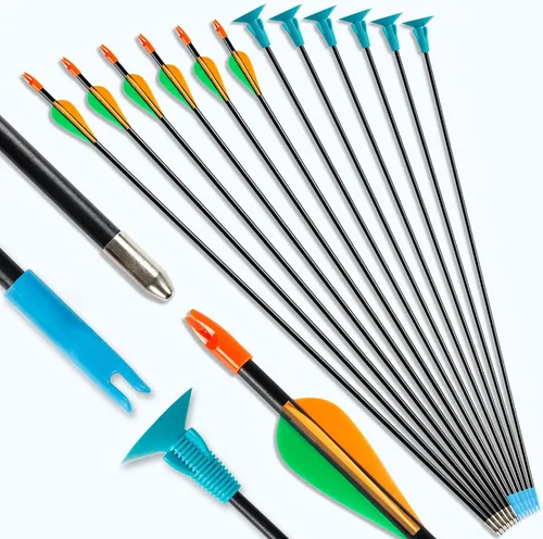 Vista 4 de 15lbs Recurve Bow and Arrow Set for Beginners, Left & Right Handed Youth Archery Kit, Blue/Green