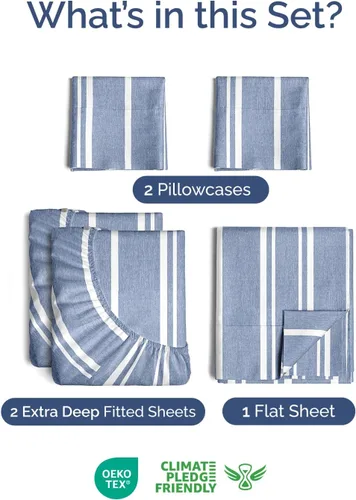 Vista 614 de Extra Deep Twin XL Sheet Set - 3 Piece College Dorm Room - White 01-Blanco