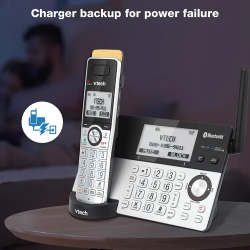 Vista 12 de VTech IS8151 - Teléfono inalámbrico DECT 6.0 de alcance superlargo para el hogar con contestador automático, alcance de hasta 2300 pies, bloqueo