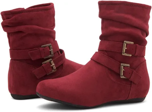 Vista 7 de Herstyle Lindell Botas de pantorrilla de tacón plano para mujer, con cremallera lateral, botines de tobillo