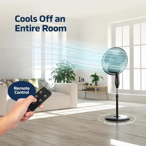 Vista 3 de NEXAIR Ventilador oscilante de 16 pulgadas para sala de operaciones silencioso con control remoto, 3 velocidades, con altura ajustable, ventilador