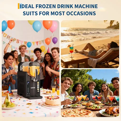 Vista 9 de Garvee Máquina de granizado para el hogar, no necesita hielo, máquina de bebidas congeladas con pantalla LED y 6 programas preestablecidos, función