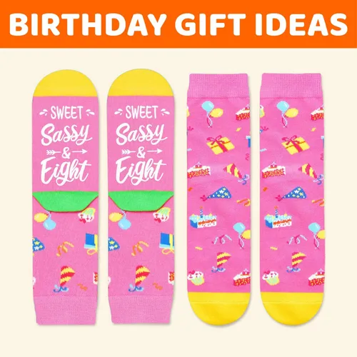Vista 5 de HAPPYPOP Birthday Gifts Ideas - Socks for 6-10 Year Old, Birthday Gift with Greeting Card
