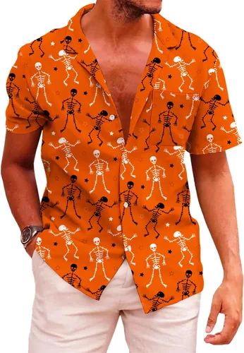 Vista 222 de KYKU - Camisa hawaiana funky para hombre, ropa tropical para vacaciones en Palm Beach