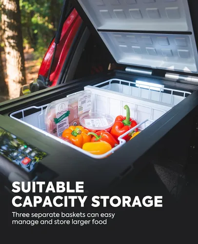Vista 7 de ICECO APL55 Refrigerador portátil de dos zonas con control Bluetooth, refrigerador de 55 litros de 12v con compresor SECOP, DC 12/24V, CA 110-240V