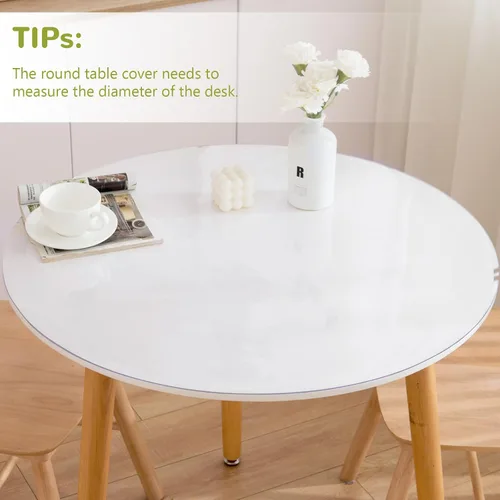 Vista 2 de Protector de mesa redondo transparente de 36 pulgadas, protector redondo transparente para mesa de comedor, 0.059 in de grosor, impermeable