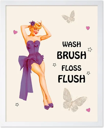 Vista 39 de Poster Master Pin Up Girl Poster - Better Late Than Ugly Print - Butterfly Art - Modern Art - Trendy Art - Gift for Men & Women - Funny Decor for