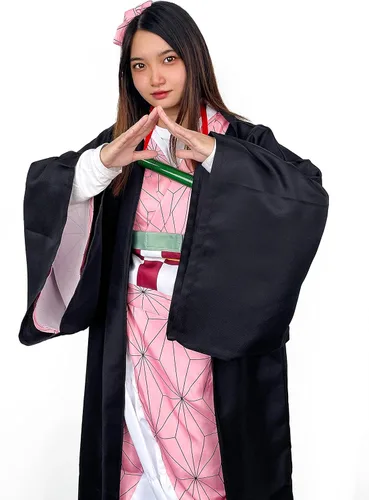 Vista 3 de Disfraz de anime para cosplay vestido tipo kimono conjunto completo con boquilla y ropa de pelo