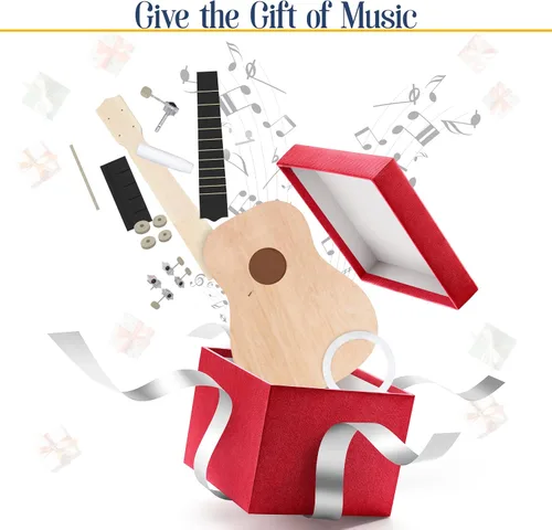 Vista 12 de Kit de ukelele de bricolaje: construye tu propia guitarra con kit de ukelele soprano de 21 pulgadas, incluye 33 piezas para hacer tu propio ukelele