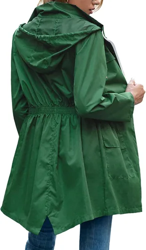 Vista 3 de Zando Chaquetas impermeables para mujer, chaquetas impermeables para mujer, chaqueta impermeable con capucha, rompevientos para mujer