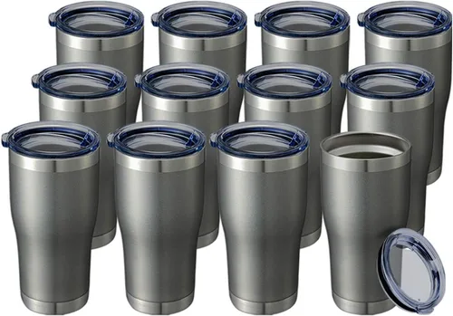 Vista 30 de HASLE OUTFITTERS Vaso de 20 onzas a granel, vasos de acero inoxidable con tapa, vaso aislado al vacío, taza de doble pared con recubrimiento