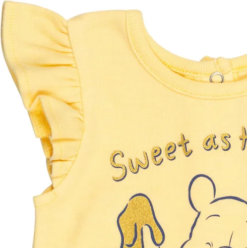 Vista 5 de Disney Minnie Mouse Winnie the Pooh Baby Girls - Mameluco de peluche y sombrero de sol recién nacido a bebé