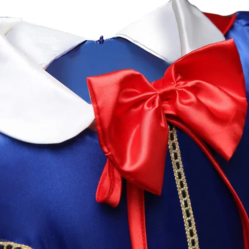 Vista 5 de MYRISAM Disfraz de princesa blanca como la nieve para niñas, Halloween, carnaval, cosplay, vestido de cumpleaños de Navidad (con accesorios de capa)