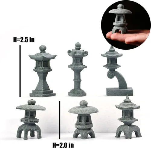 Vista 2 de Figuras de pagoda japonesa en miniatura, decoración asiática, pecera, acuario, accesorios de jardín de hadas, terrario zen, decoraciones de bonsái