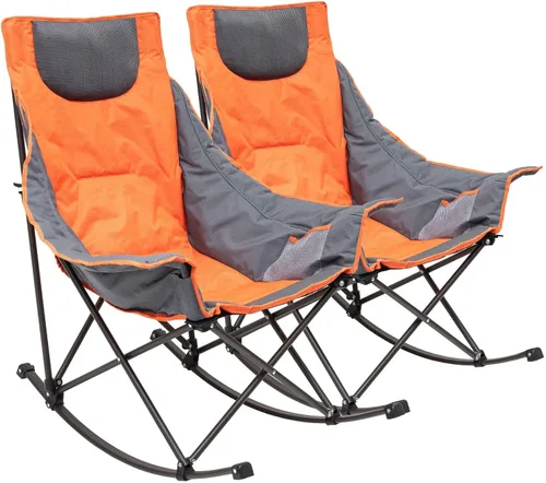 Vista 15 de SUNNYFEEL Silla Mecedora de Camping Paquete de 2, Silla Plegable de Jardín Extragrande para Exteriores con Bolsillo, Resistente